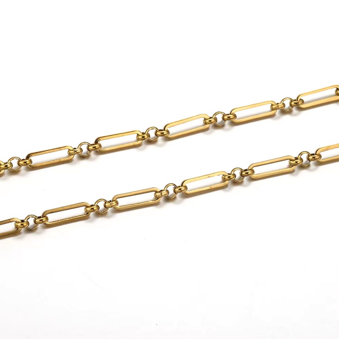 Gold Alternating Rolo+Paperclip Chain