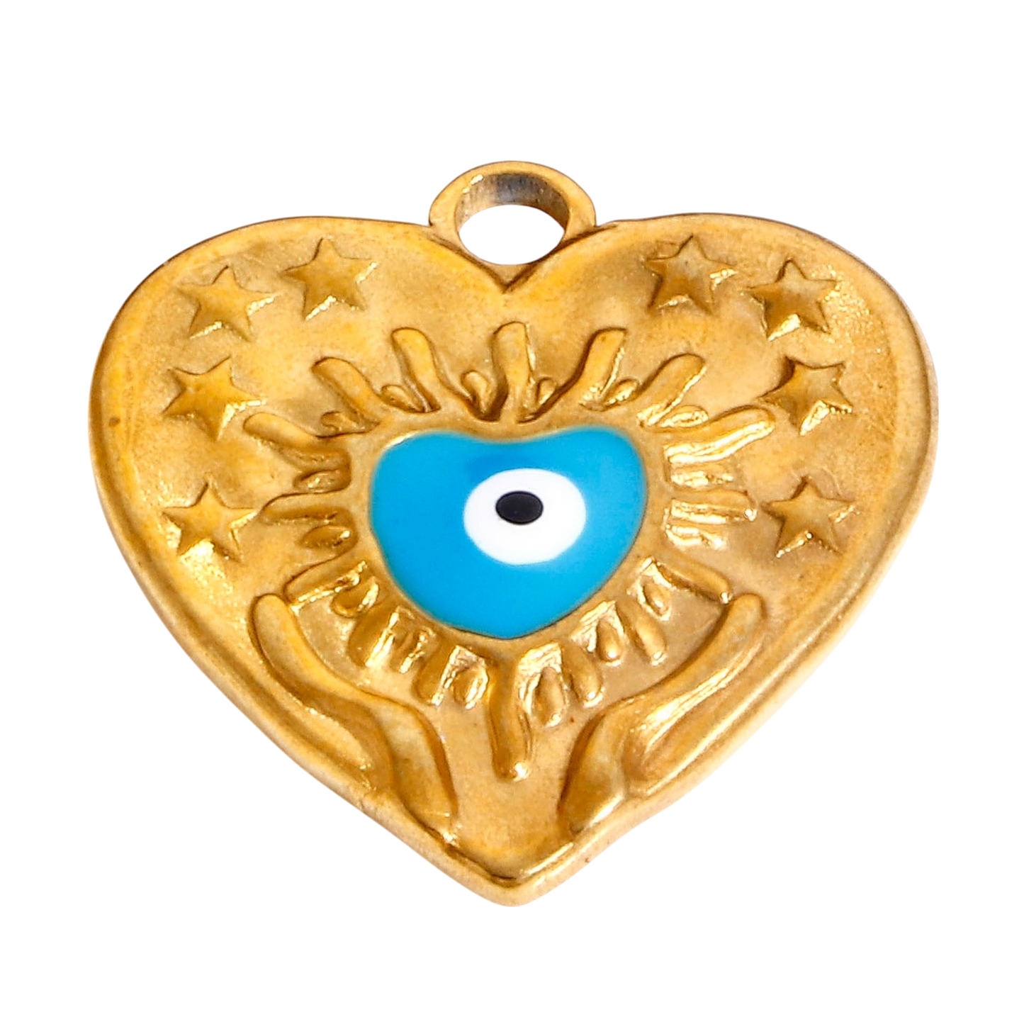 Gold Heart Evil Eye Charm (Turquoise)