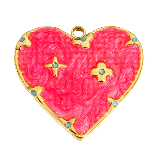 Large Enamel Heart (Bright Pink)